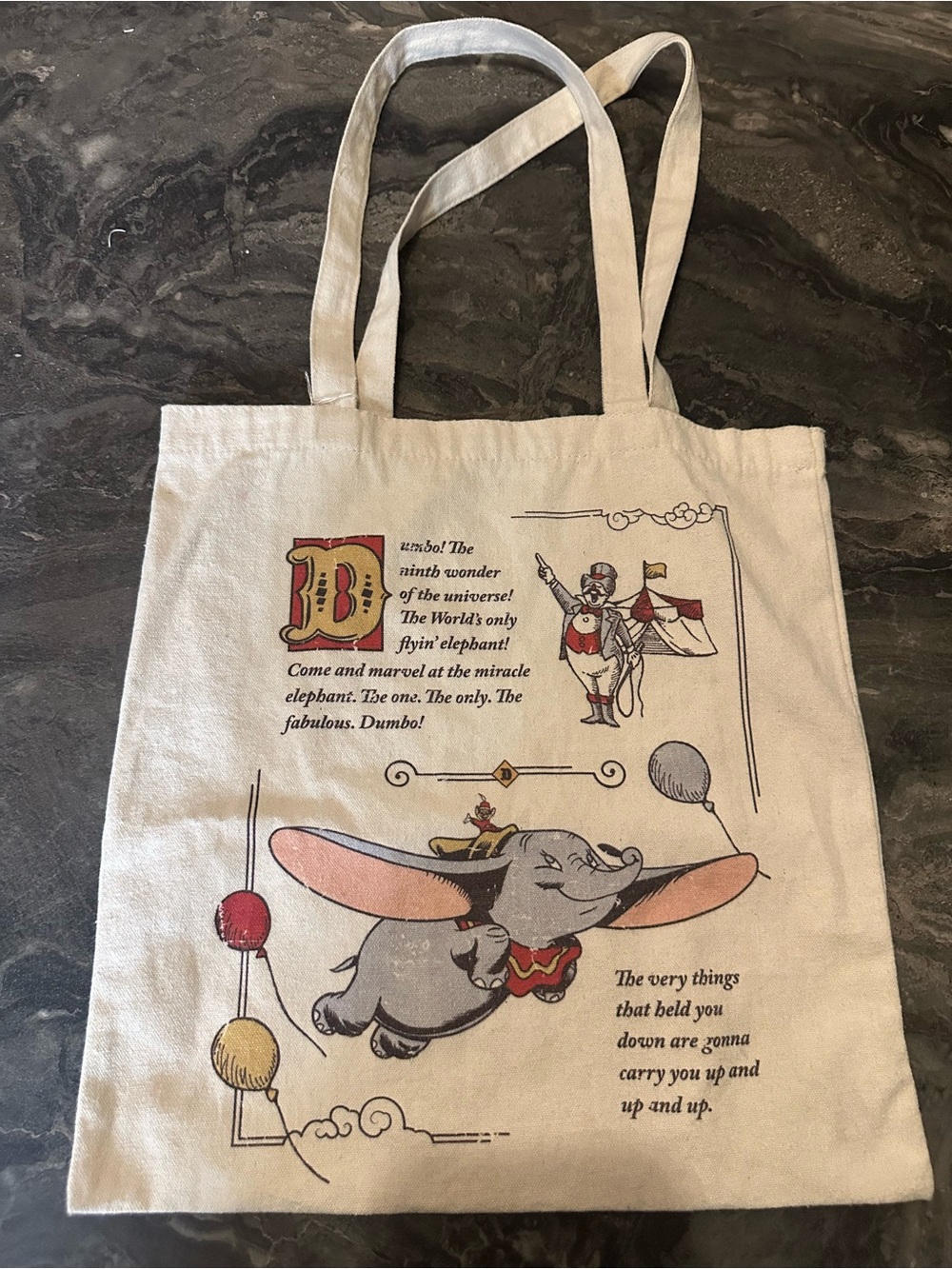 Dumbo Print Canvas Tote Bag - Cream